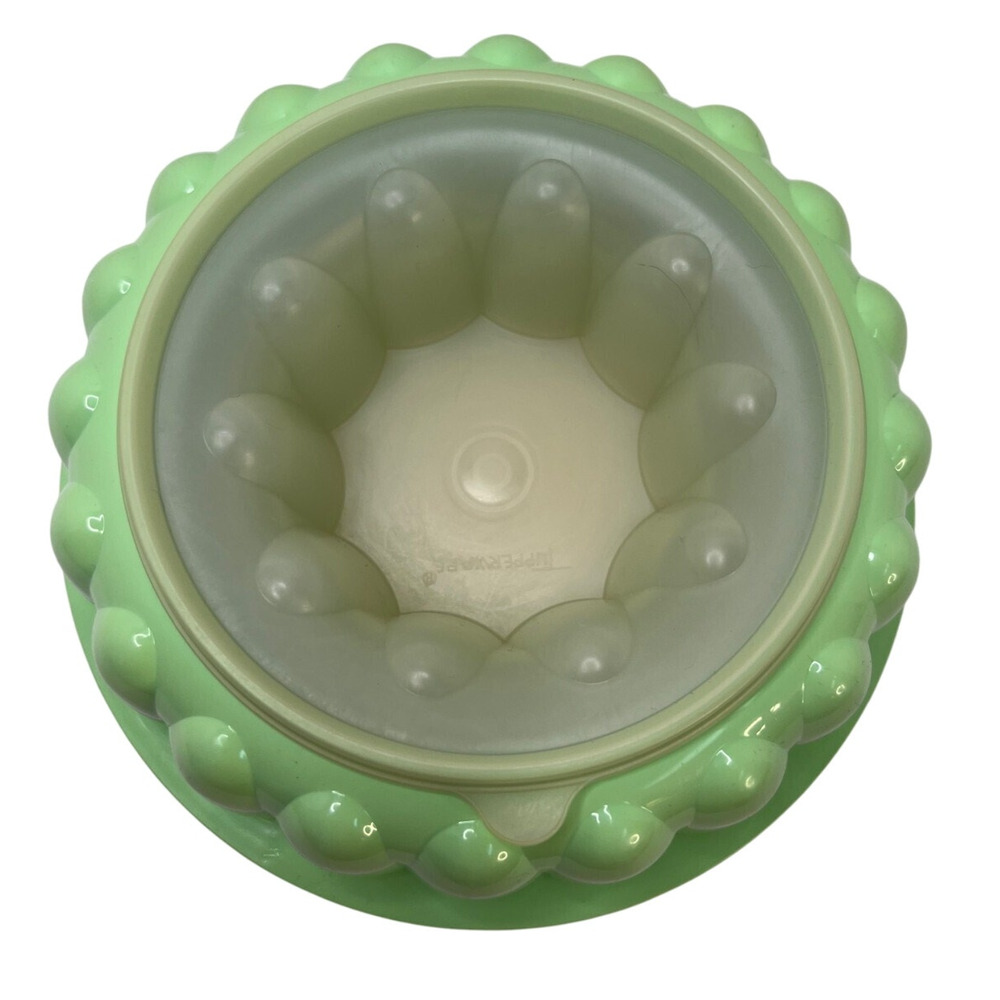 Vintage Tupperware Jello Jell-N-Serve Bundt Mold Mint Green Insert Lid 1202-6